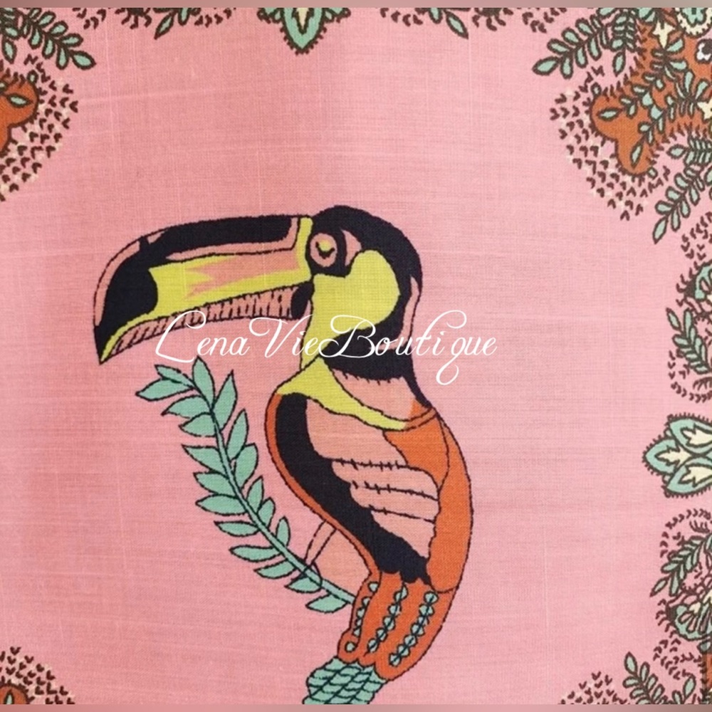 LenaVie Boutique | Tropical Tile-Print Cotton Halter A Line Mermaid Dress - Picture 8 of 14